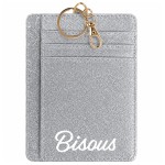 Glitter Polyester Bisous Card Holder Keychain