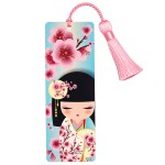 Kimmidoll Sakura bookmark with pink tassel cherry blossom design