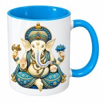 Ganesh Ceramic Mug Light Blue Inside and Handle 350 ml