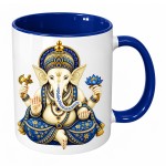 Ganesh Ceramic Mug Dark Blue Inside and Handle 350 ml