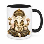 Ganesh Ceramic Mug Black Inside and Handle 350 ml