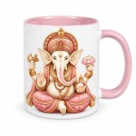 Ganesh Ceramic Mug Pink Inside and Handle 350 ml