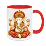 Ganesh Ceramic Mug Red Inside and Handle 350 ml